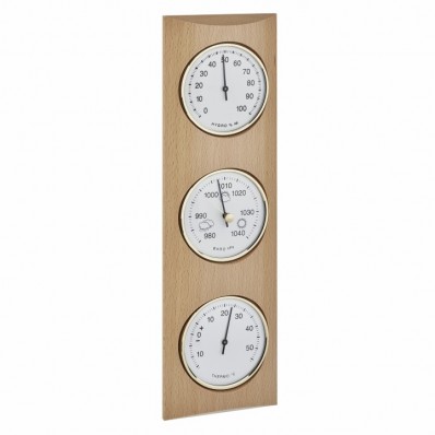 Baromètre thermomètre rectangulaire en bois finition wengé - Tourlonias